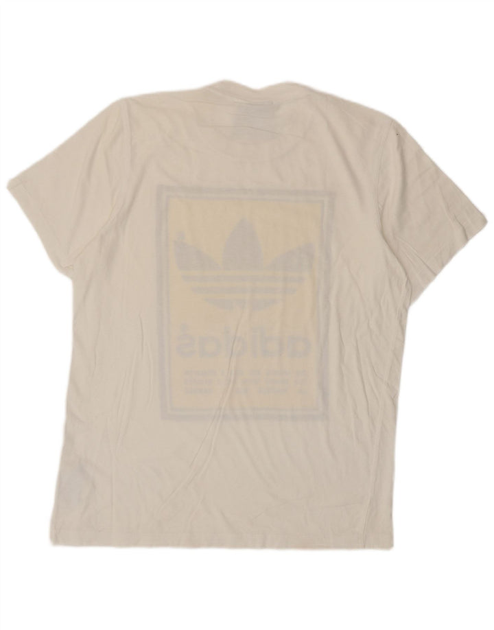 ADIDAS grafisk t-shirt til mænd, medium hvid bomuld