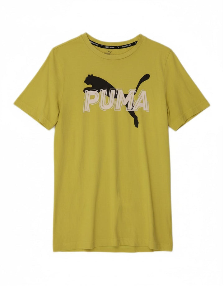 PUMA Mens Graphic T-Shirt Top Small Yellow Vintage Puma and Second-Hand Puma from Messina Hembry 