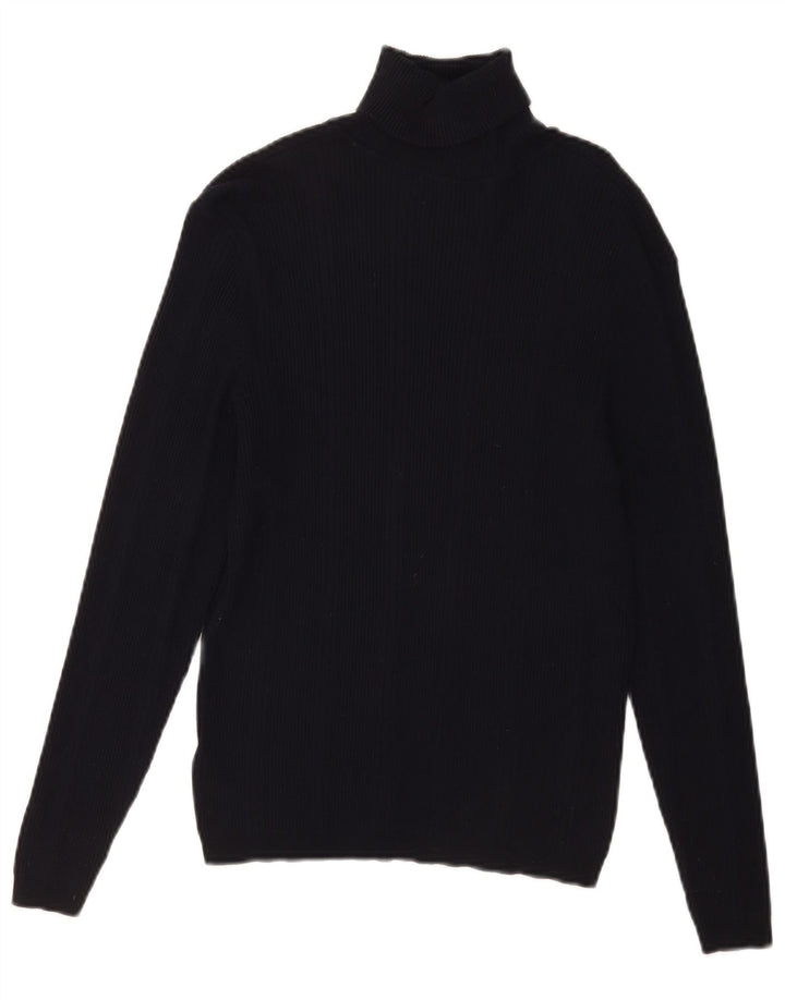 Marks & Spencer Dame Rullehals sweater UK 12 Medium Navy Blue