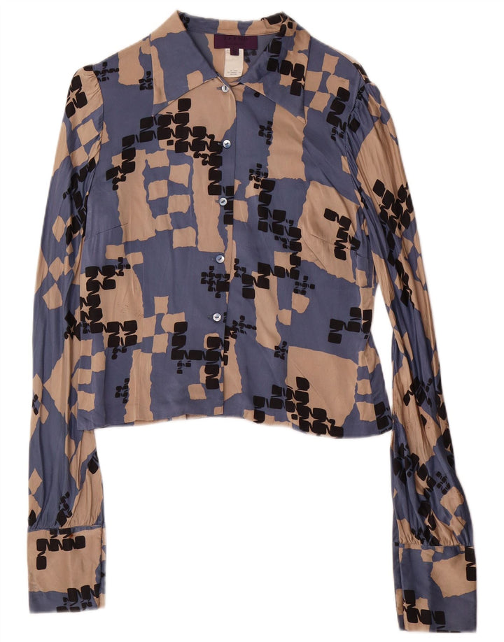 LES COPAINS Dame 2-delt nederdelsæt IT 42 Medium W28 Blå Geometrisk Silke