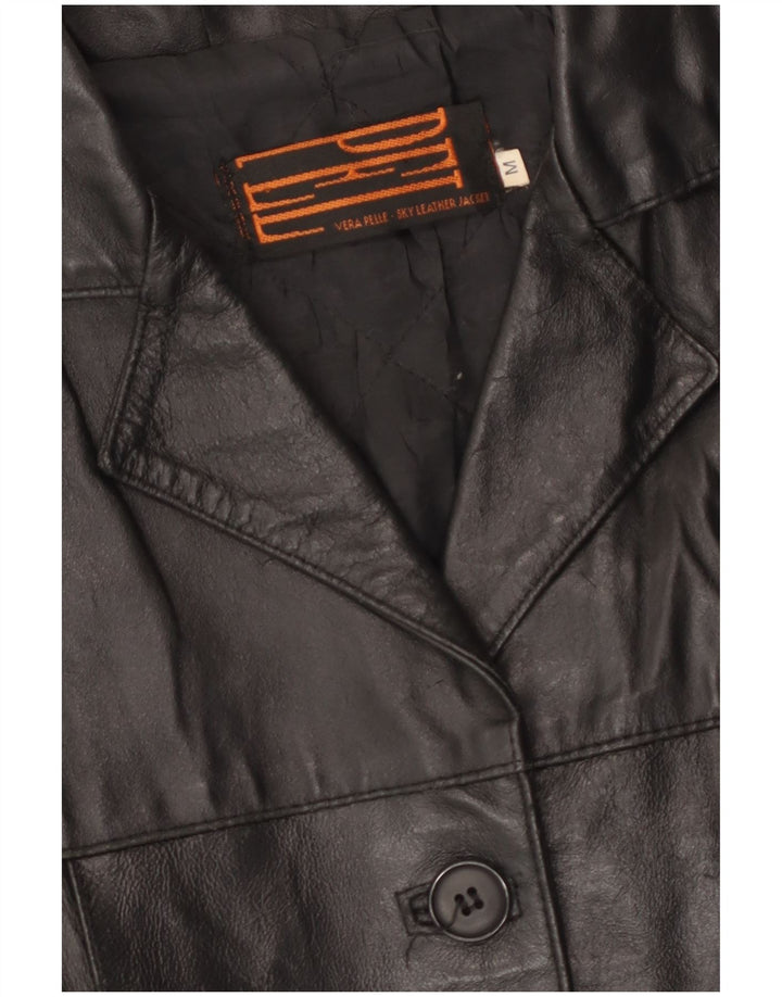 Vintage læderjakke til kvinder UK 14 Medium sort læder