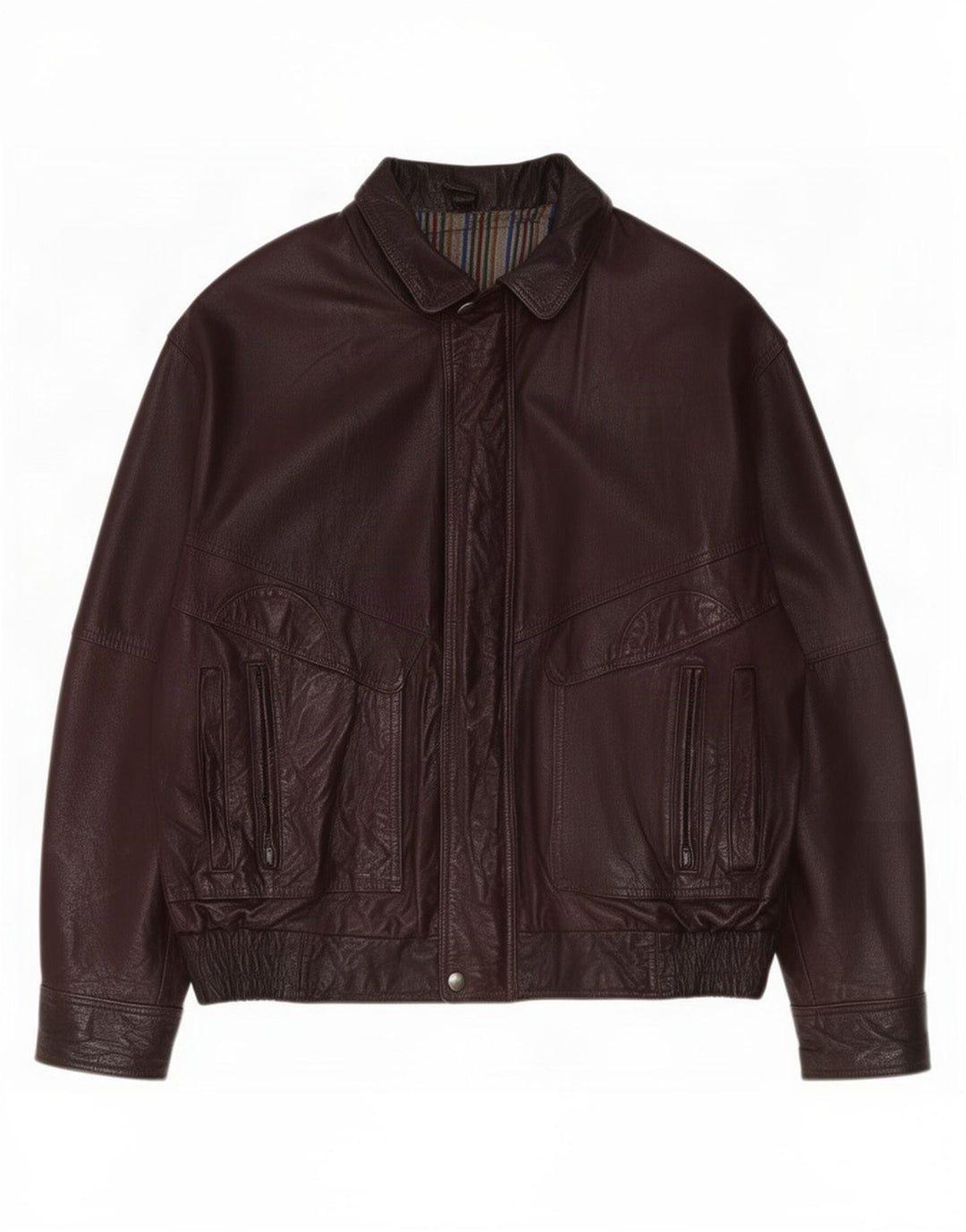Vintage Herre Læderjakke EU 50 Large Burgundy