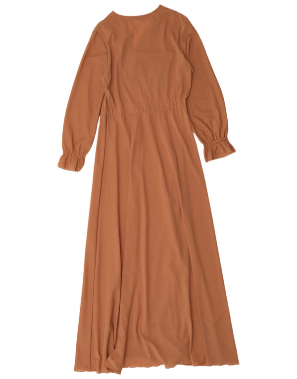 Vintage Dame Maxi Kjole UK 12 Medium Brun