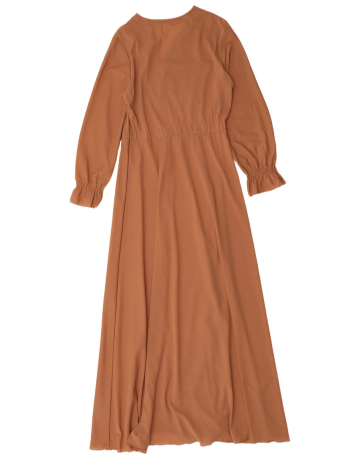Vintage Dame Maxi Kjole UK 12 Medium Brun