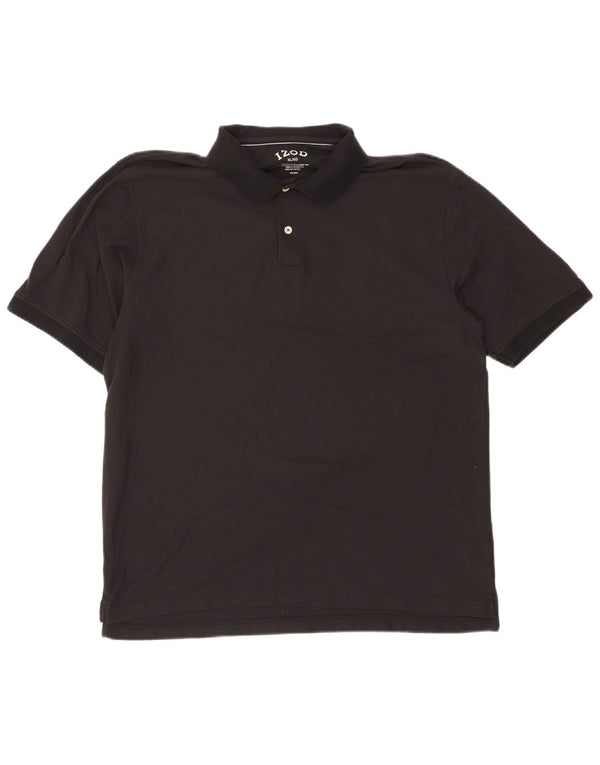Izod Mens Polo Shirt XL Black Cotton