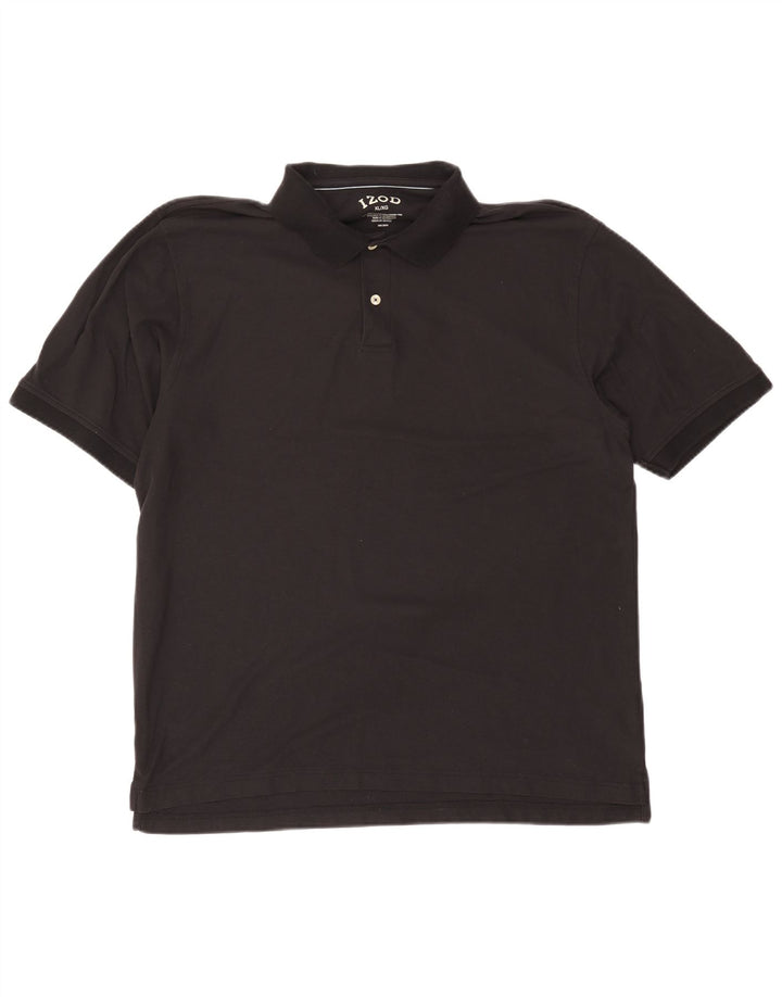 Izod Mens Polo Shirt XL Black Cotton