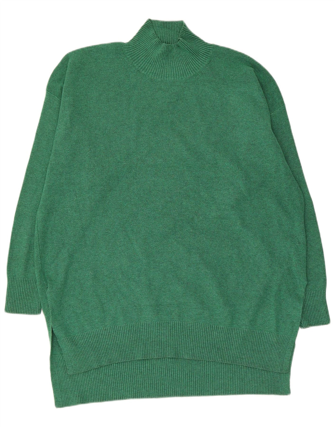 Marks & Spencer Dame Longline Turtle Neck Jumper Sweater UK 16 Large Gree