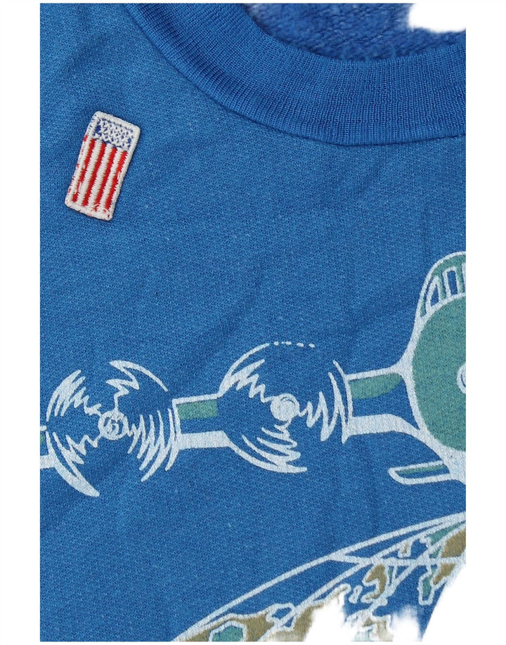 Vintage herre grafisk sweatshirt jumper stor blå