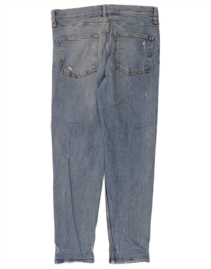 Zara Dame Distressed Slim Jeans EU 38 Small W28 L28 Blå Bomuld