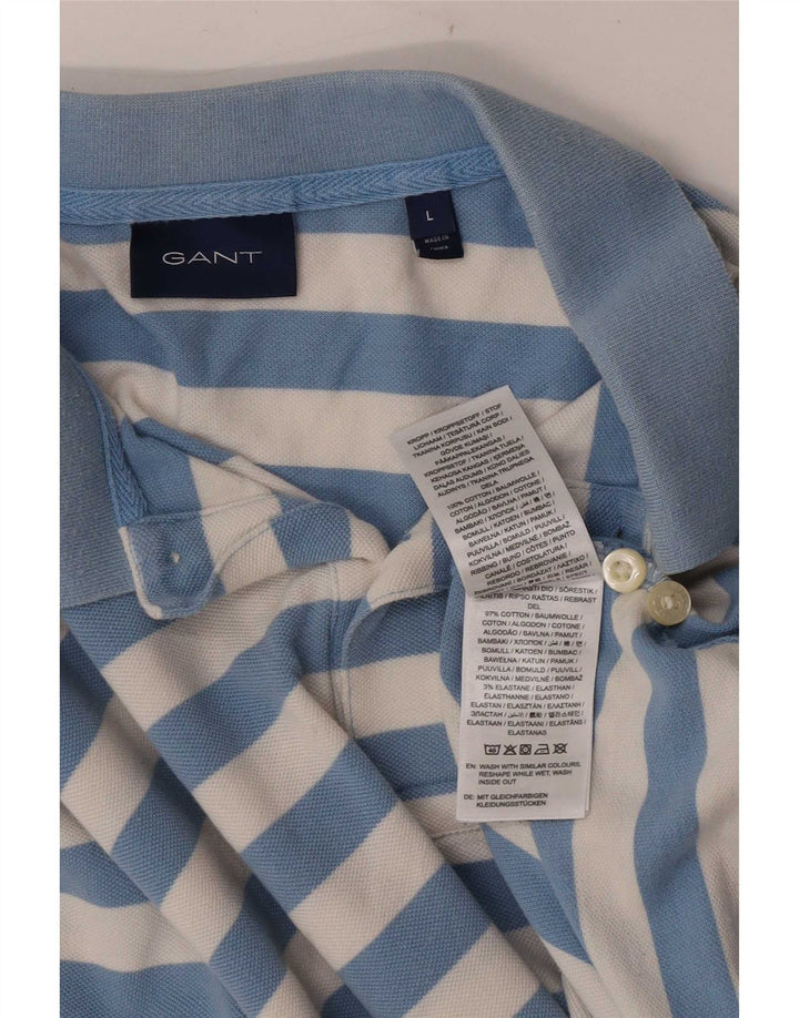 Gant herre poloshirt stor blå stribet bomuld