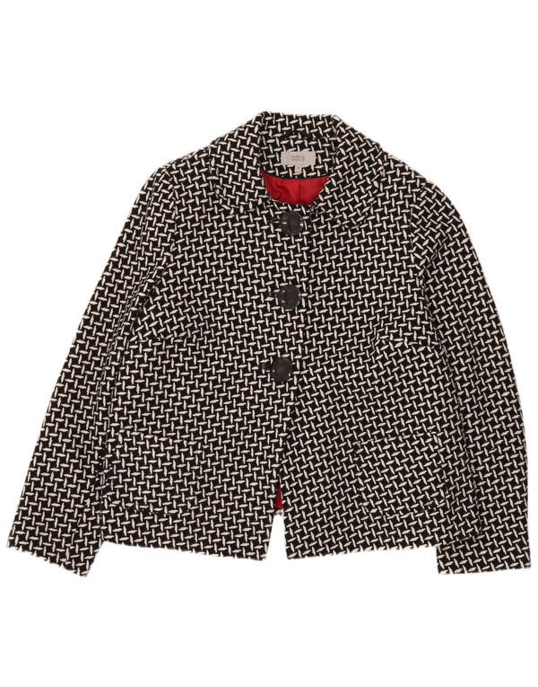 Marks & Spencer Dame 3 Button Blazer Jacket UK 16 Stor Sort Geometrisk