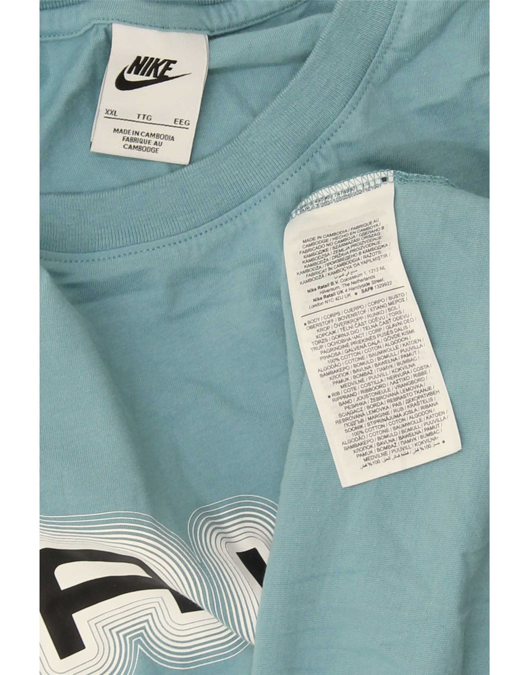Nike grafisk T-shirt top til mænd 2XL blå bomuld