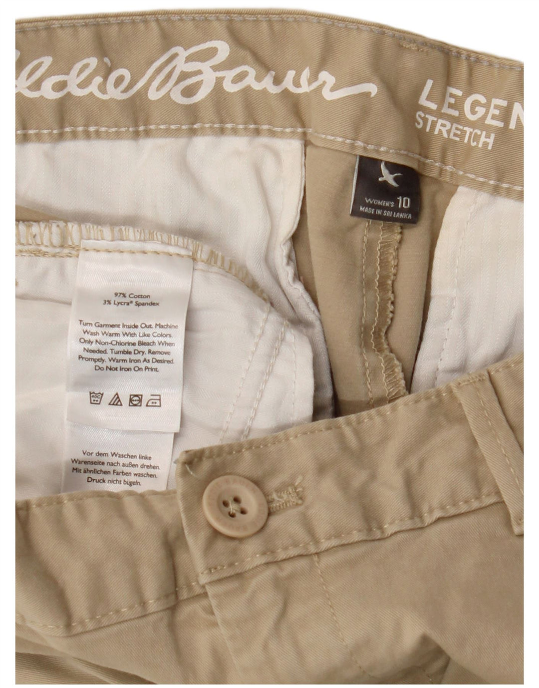 EDDIE BAUER lige croppede bukser til kvinder US 10 Large W32 L23 Beige