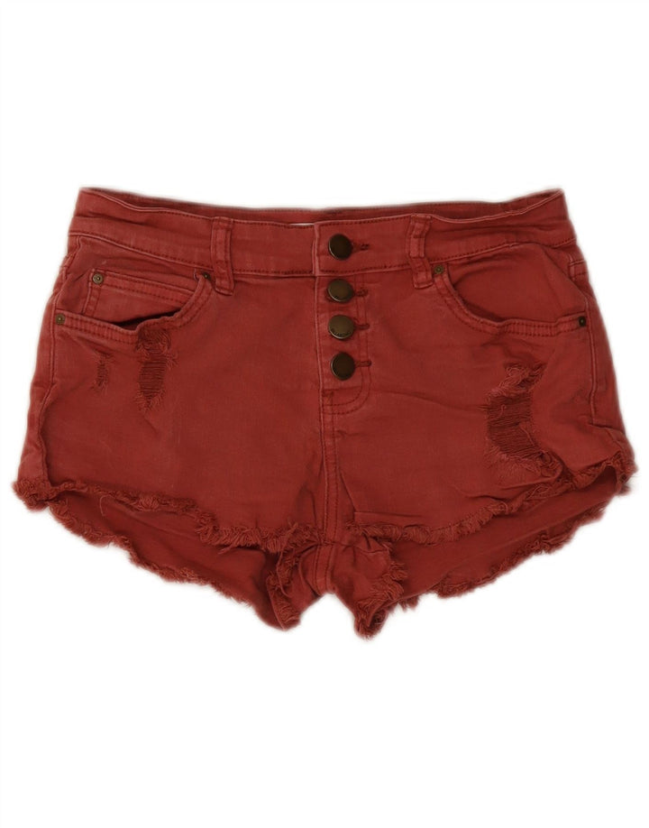 Billabong Womens Distressed Denim Shorts W26 Small Red Bomuld