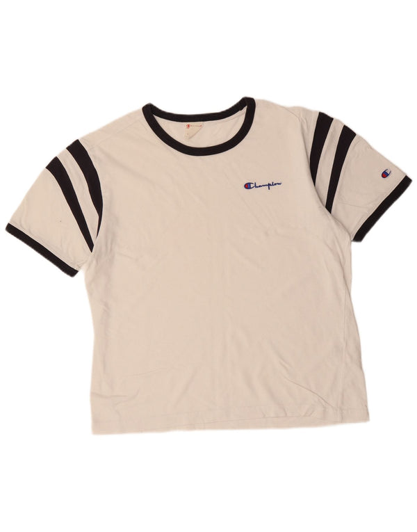CHAMPION Herre T-Shirt Top Medium Hvid Colourblock Bomuld