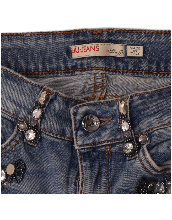 Liu Jo Dame Distressed Straight Jeans W26 L27 Blå