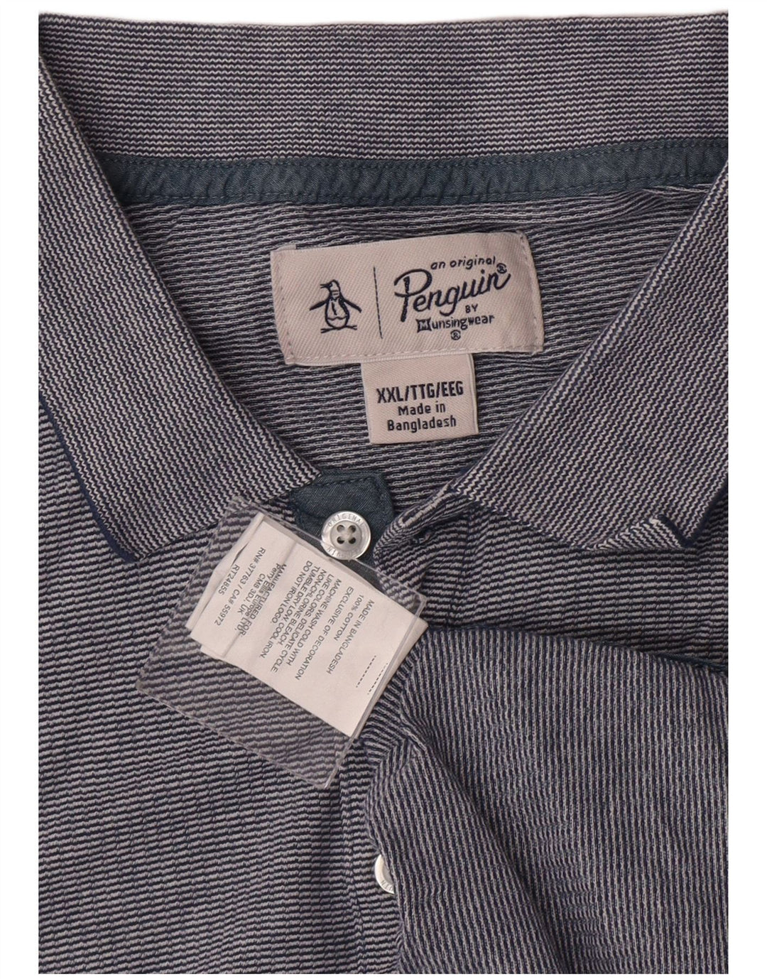 PENGUIN Polo Shirt til mænd 2XL Blå Stribet Bomuld Klassisk