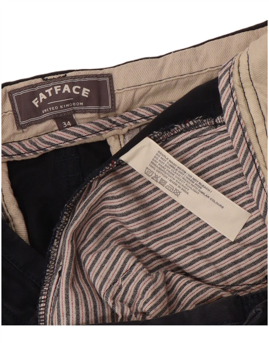 Fat Face Herre Chino Shorts W34 Large Navy Blue Bomuld