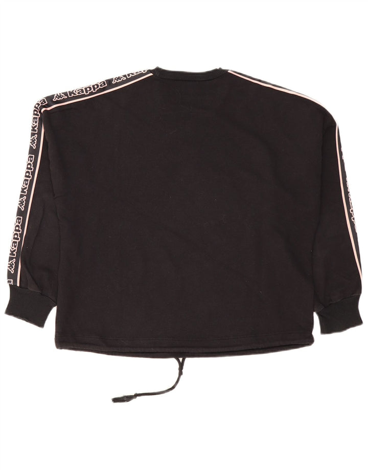 Kappa Dame Tezenis Grafisk Sweatshirt Jumper UK 12 Medium Sort