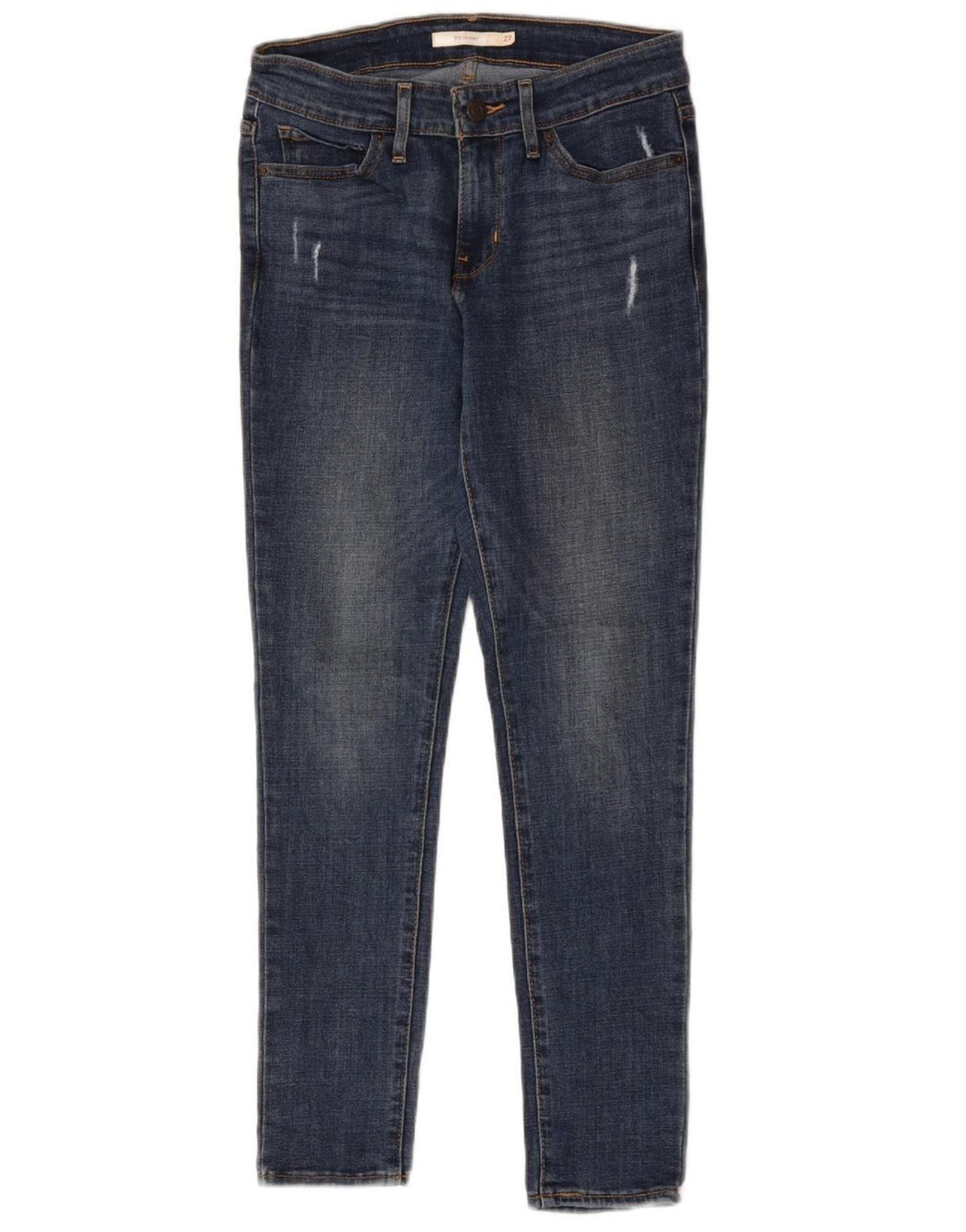LEVI'S Dame 711 Distressed Skinny Jeans W27 W27 Blå Bomuld