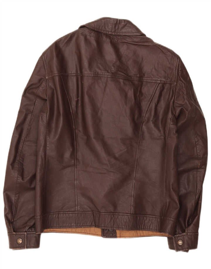 Vintage Mænd Læder Biker Jacket UK 34 XS Brun