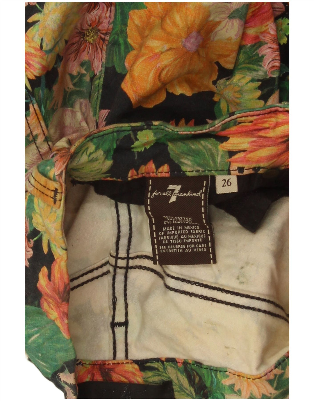 7 FOR ALLE MENNESKER Dame Cropped Jeans W26 L24 Multicolored Floral