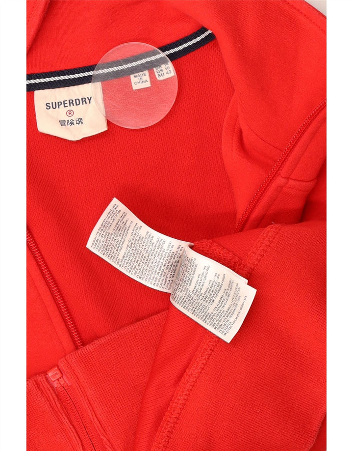 Superdry Womens Crop træningsdragt topjakke UK 14 Stor rød farveblok