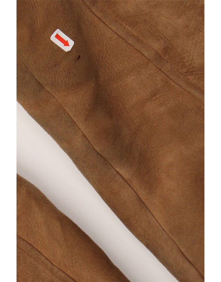 VINTAGE Herre Dobbeltradet Shearling Jacket UK 36 Small Brown Shearling