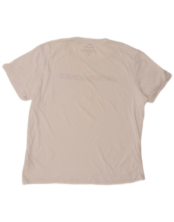 JACK & JONES Herre Grafisk T-Shirt Top 2XL Hvid Bomuld