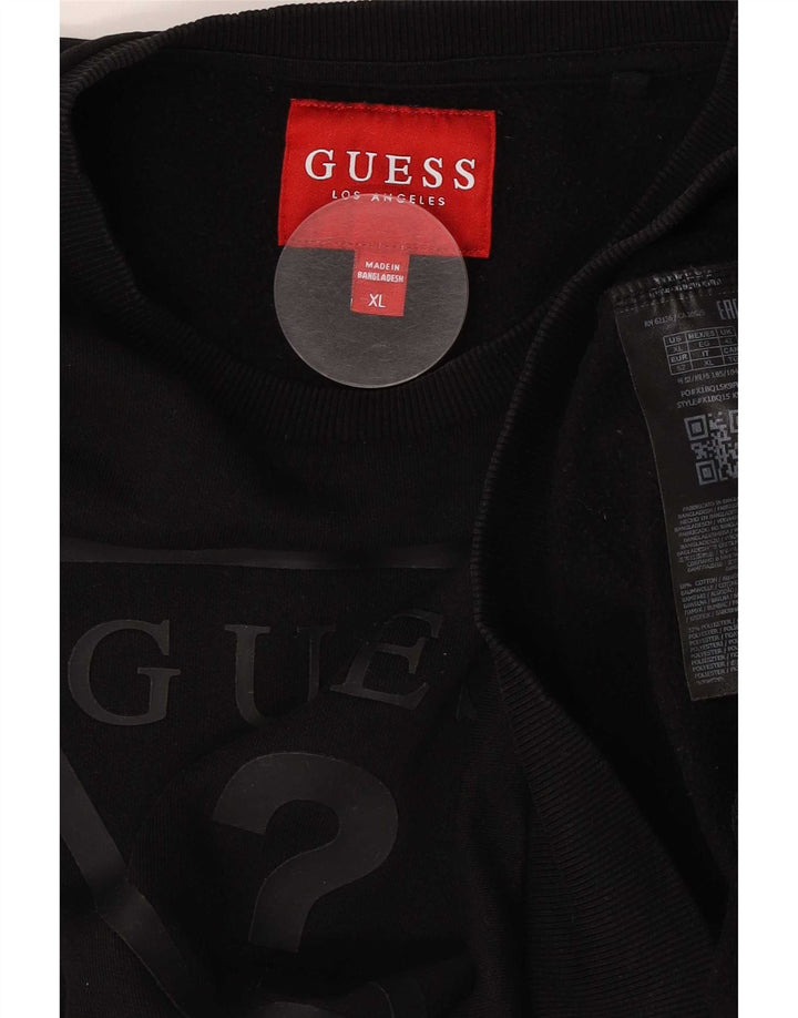 Guess Herre grafisk sweatshirt jumper XL sort bomuld