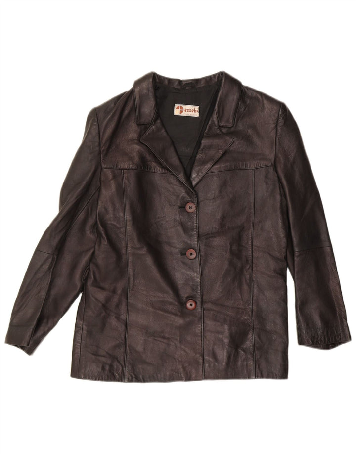 VINTAGE Womens Leather Jacket UK 14 Medium Black