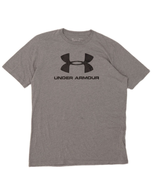 UNDER ARMOUR Herre Heat Gear Grafisk T-shirt Top Medium Grey Flecked Bomuld