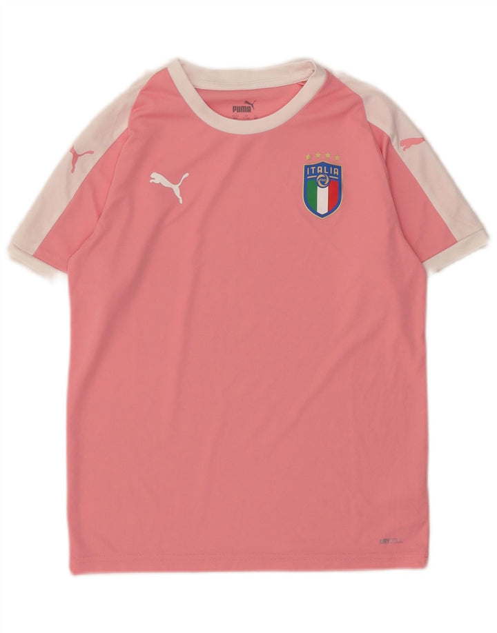 PUMA Girls Graphic T-Shirt Top 11-12 Years Pink Polyester