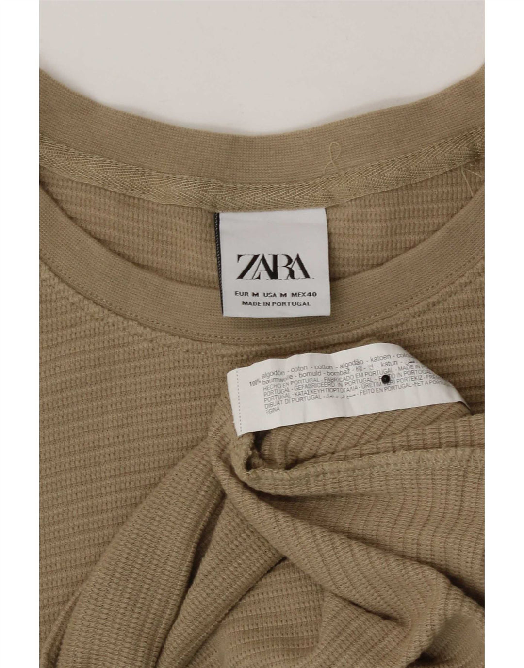 Zara Herre T-Shirt Top Medium Brun Bomuld