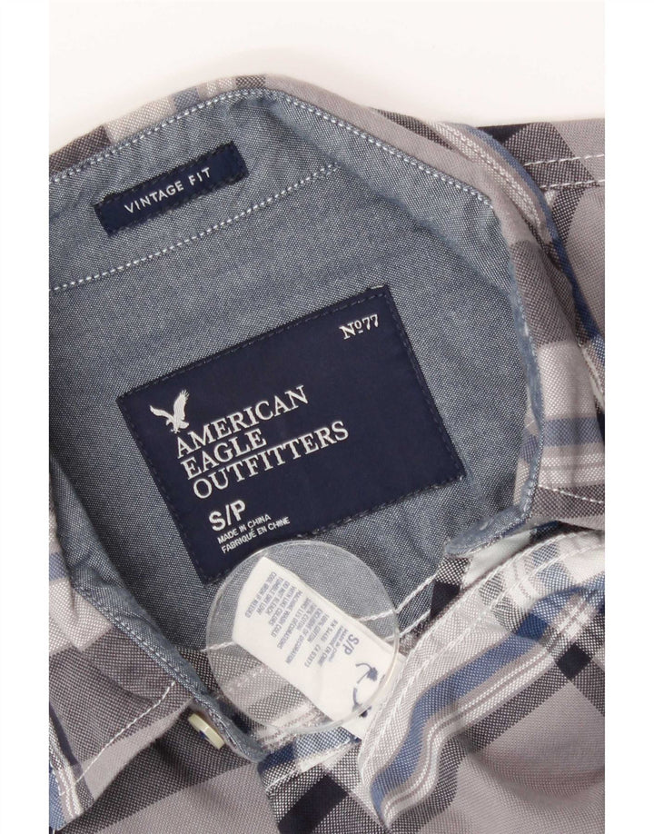 American Eagle Outfitters Vintage Fit skjorte til mænd, lille grå ternet bomuld