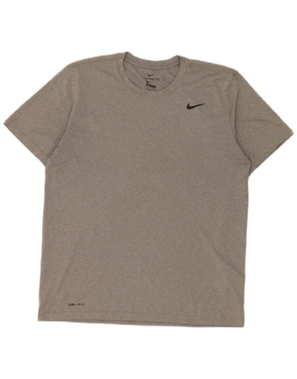 Nike Herre Dri Fit T-Shirt Top Stor Grå Polyester