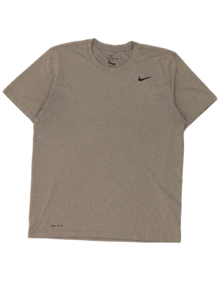 Nike Herre Dri Fit T-Shirt Top Stor Grå Polyester
