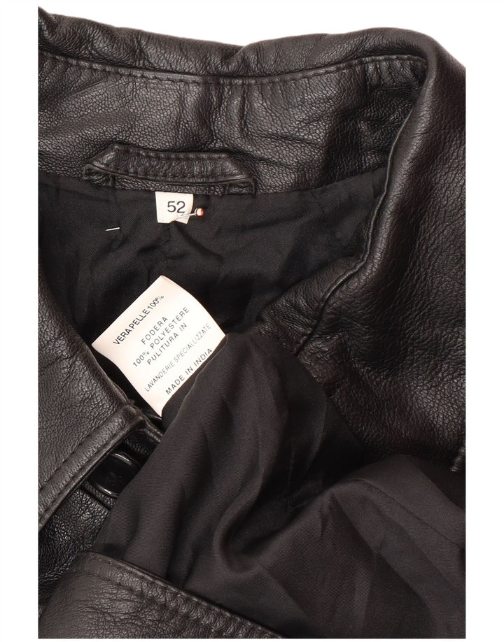 VINTAGE Læderfrakke til mænd IT 52 XL Sort Læder