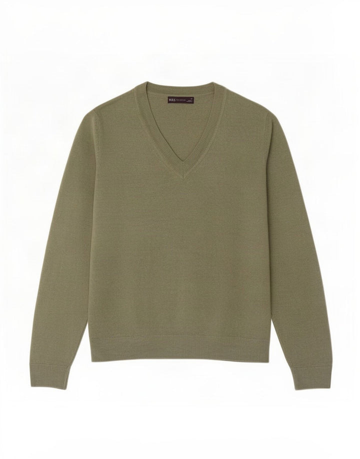 Marks & Spencer Herre V-hals sweater Medium Grøn Akryl