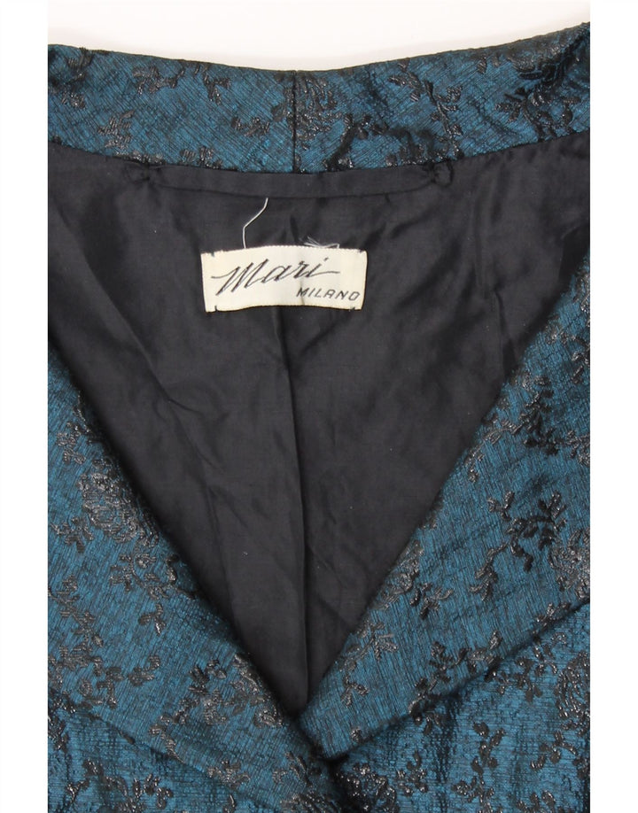 Vintage kvinders 2 knap 2 stykke sæt UK 12 Medium Blue Floral