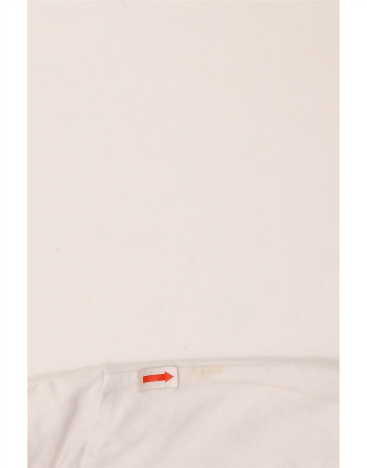 ELLESSE Dame Crop Grafisk T-Shirt Top UK 10 Small White Bomuld