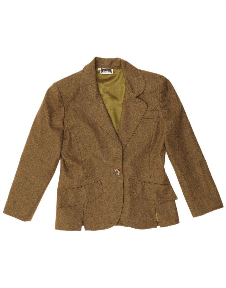 LUISA SPAGNOLI Womens 1 Button Blazer Jacket IT 46 Large Khaki Wool
