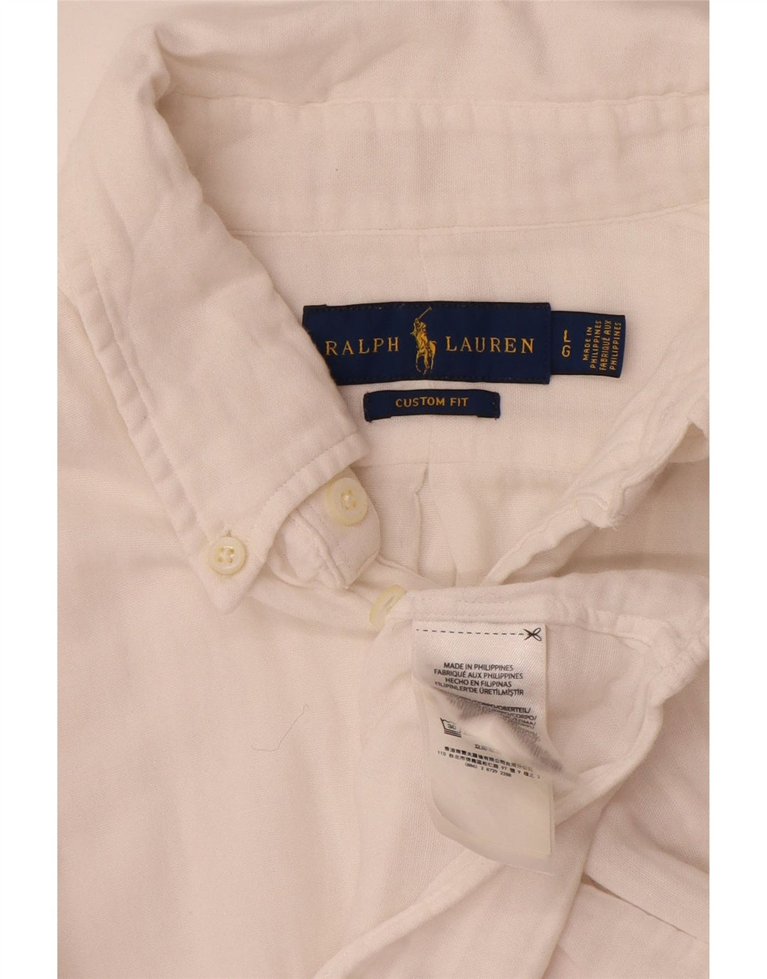 Ralph Lauren Herre Custom Fit skjorte Stor hvid bomuld