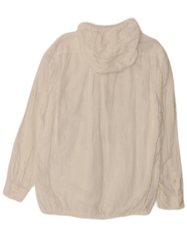 Zara Mens Relaxed Fit Zip Neck Hoodie Jumper Large White