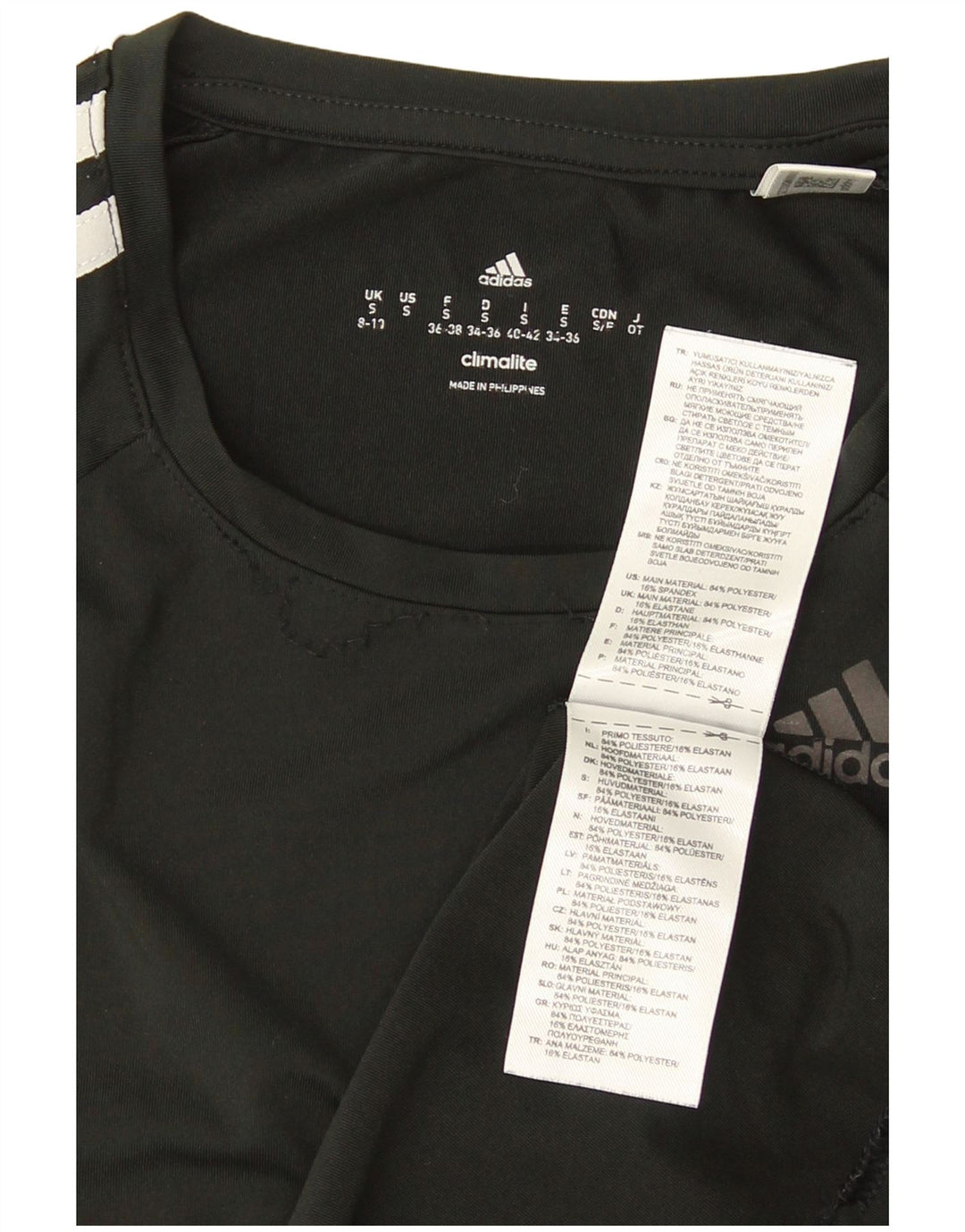 Adidas Womens Climalite T-Shirt Top UK 8/10 Small Black Polyester