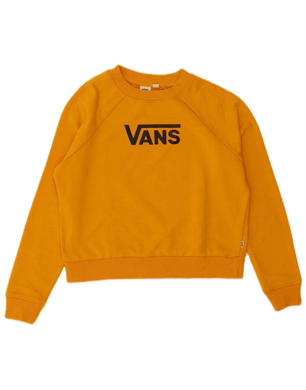 Vans Womens Crop Graphic Oversized Sweatshirt Jumper UK 6 XS Gul