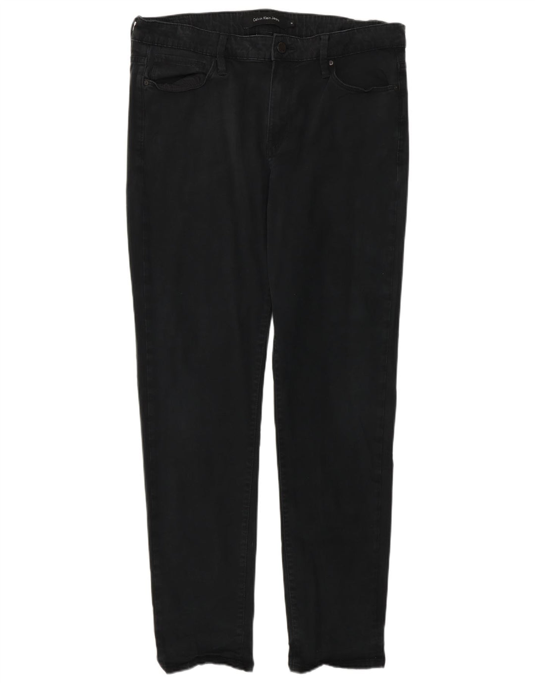 CALVIN KLEIN Dame Slim Jeans US 14 XL W34 L32 Sort Bomuld