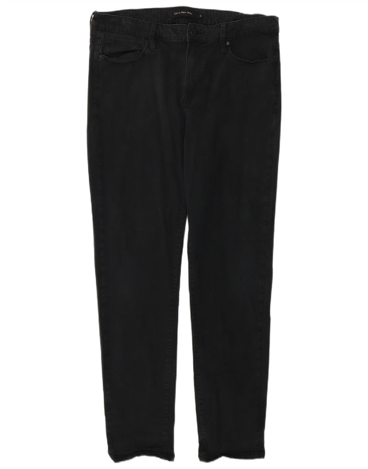 CALVIN KLEIN Dame Slim Jeans US 14 XL W34 L32 Sort Bomuld