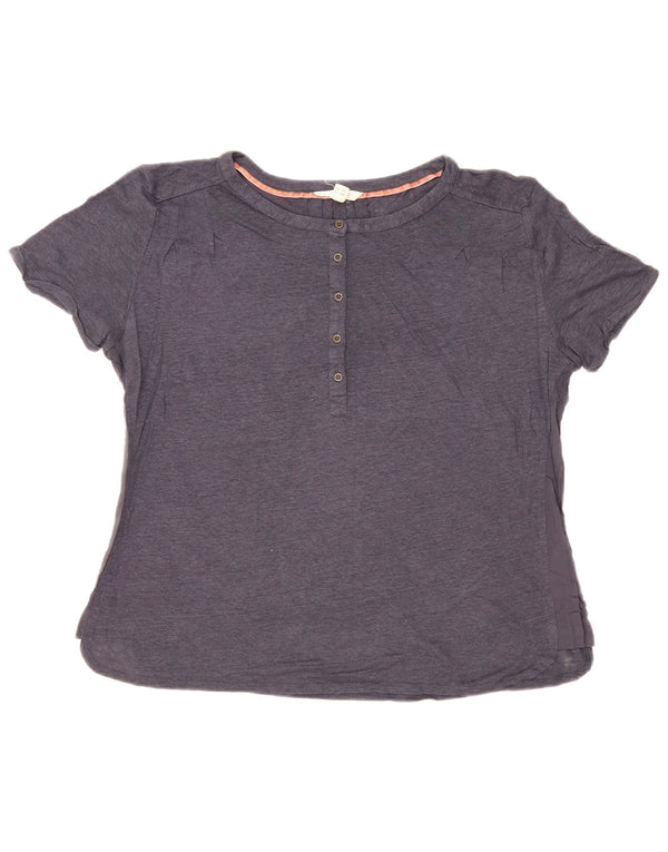 White Stuff Dame T-Shirt Top UK 14 Large Navy Blue Linen