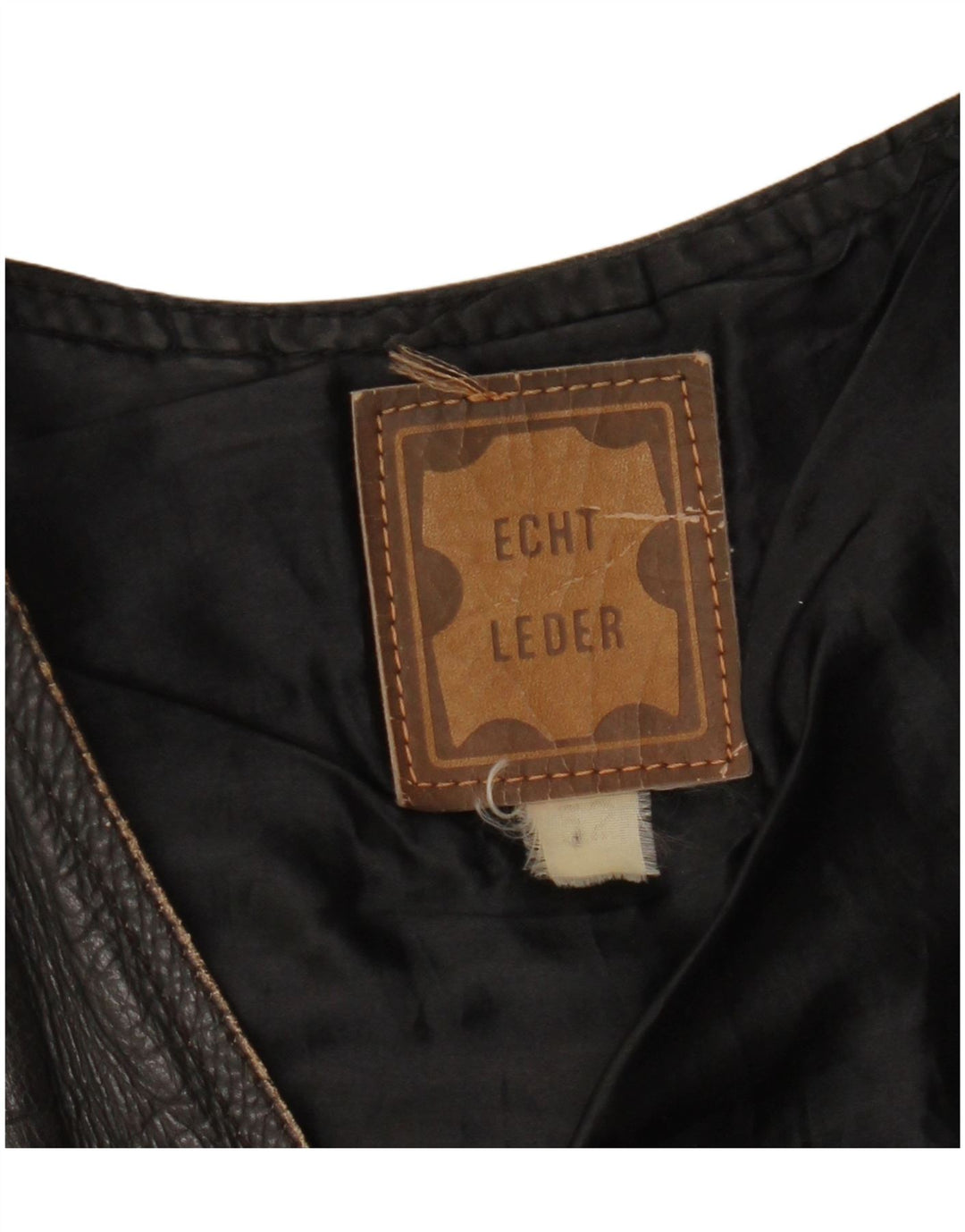 Vintage Herre Crop Læder Gilet IT 52 XL sort læder